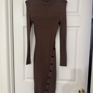 Elegant Brown Knit Dress
